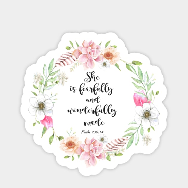 Bible verse for women, she is fearfully and wonderfully made Sticker by LatiendadeAryam